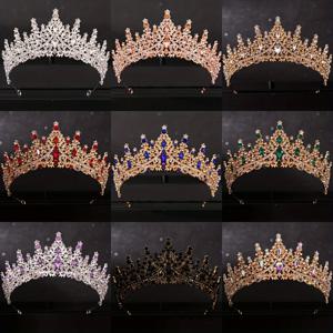 여성을위한 바로크 크리스탈 티아라와 크라운 신부 라인 석 댄스 파티 Diadem 신부 웨딩 헤어 액세서리 쥬얼리 크라운 티아라
