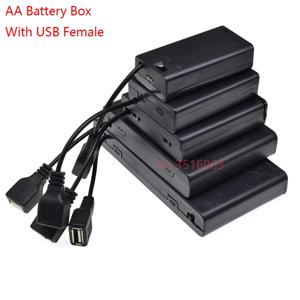 1Pcs USB 여성용 AA 배터리 박스(스위치 포함) 1AA/2AA/3AA/4AA 1X/2X/3X/4X 슬롯 배터리 홀더 케이스(플러그 포함) 1.5V/3V/4.5V/7V/9V/12V