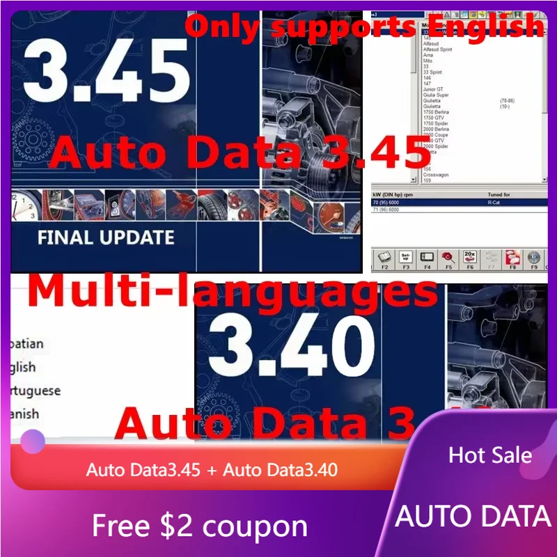 2025 핫세일 AUTO DATA 3.45 배선도 데이터 설치 영상 AutoData 3.40 다국어 CD USB 드라이브 자동차 수리 소프트웨어
