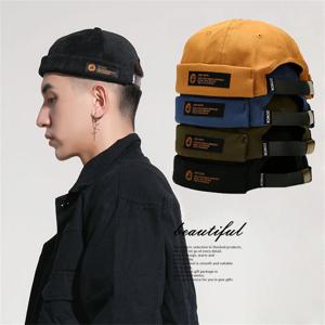 레트로 편지 라벨 무모한 모자 남여 솔리드 컬러 비니 남성 여성 여름 거리 조정 가능한 도커 모자 멜론 모자 힙합 모자