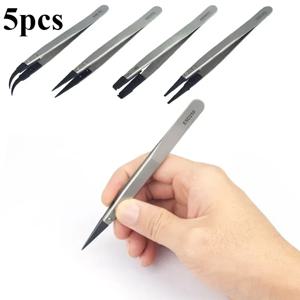 1-5PC 시계 바늘 설치 작업용 핀셋 직선형 엘보 핸들 스테인리스 정전기 방지 플라스틱 핀셋 ESD-259 ESD-259A ESD-7A