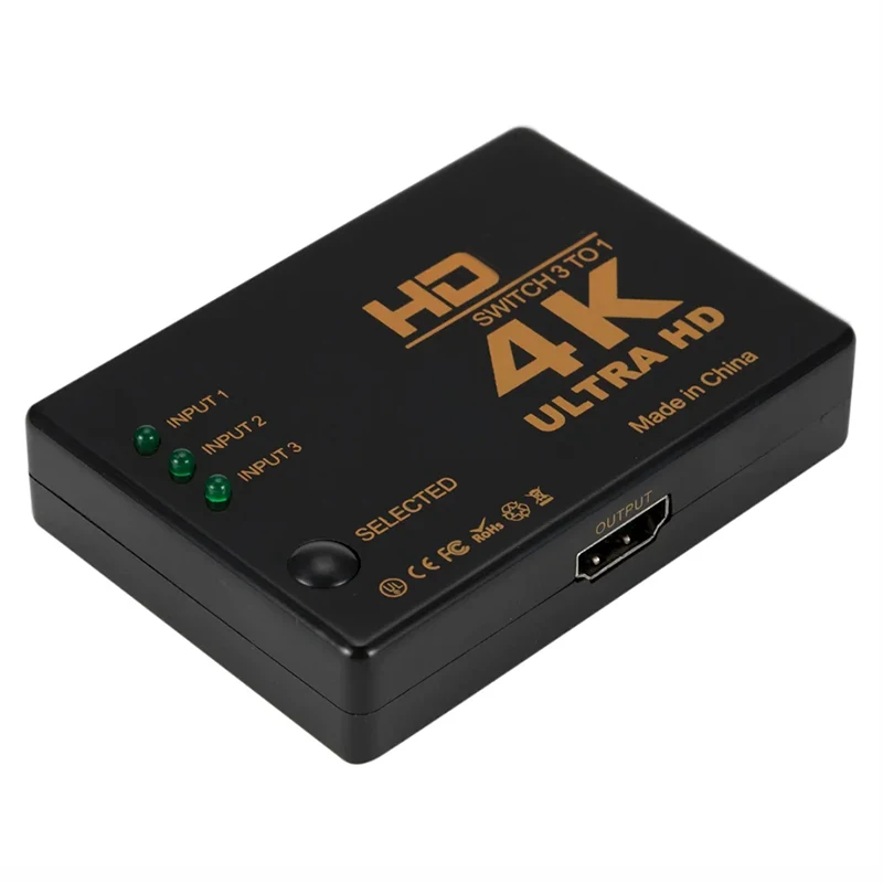 3입력 1출력 HDMI 호환 스위치 4K 스위처 Full HD 1080P 비디오 케이블 분배기 TV 박스 HDTV PC용 1x3 허브 어댑터 컨버터