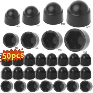 50Pcs 범용 나사 보호 캡 커버 볼트 너트 M6 M8 M10 M12 노출 된 육각형 플라스틱 전면 후면 도어 나사 캡 도어 잠금 장치