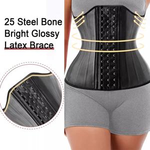 25 강철 뼈 라텍스 고무 허리 트레이너 Cincher 코르셋 Shapewear 슬리밍 배꼽 바디 셰이퍼 모델링 스트랩 환원 거들