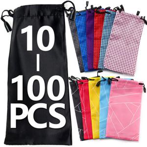 10-100PCS 휴대용 부드러운 천 방수 선글라스 가방 마이크로 화이버 먼지 보관 주머니 안경 운반 가방 안경 케이스 컨테이너