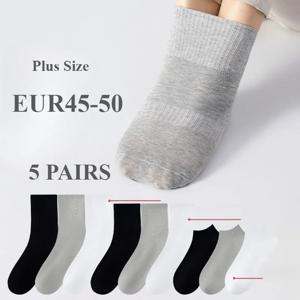 남성용 플러스 사이즈 EUR45-50 양말, 하이 퀄리티 코튼 발목 양말, 블랙 화이트 그레이 크루 양말, 스포츠 양말, 6 쌍