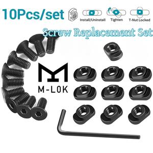 M-LOK 나사 및 너트 교체 레일 MLOK 핸드 가드 레일 섹션 용 T-너트 나사 교체 세트 사냥 총 액세서리 10pcs