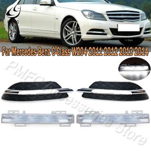 앞 범퍼 LED DRL 주간 러닝 라이트 안개 램프 그릴 안개등 커버 메르세데스 벤츠 C 클래스 W204 2011-2013 A 2048803324