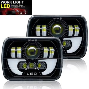 7인치 H4 LED 라이트 (지프 랭글러, 토요타, 닛산, 포드 오프로드용) 사각 헤드라이트 어셈블리, 방향지시등, DRL, 7x6 5X7' 하이/로우 빔