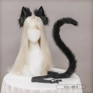 귀여운 고양이 귀 머리 장식, 고양이 꼬리 액세서리, 수제 고양이 레이디 비스트 귀 머리띠, 동물 꼬리 액세서리 세트, 코스프레, 신제품