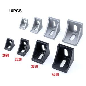 10Pcs 코너 피팅 앵글 알루미늄 커넥터 브래킷 패스너 2020 3030 4040 시리즈 산업용 알루미늄 프로파일