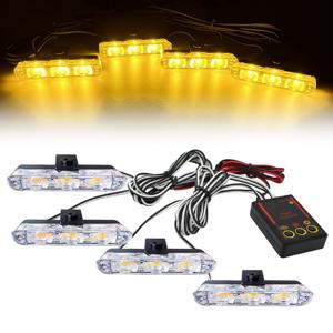 12V 자동차 그릴 스트로브 라이트 헤드 4x3 LED 미니 플래시 램프 주간 주행등 LED 비상 신호등 비콘