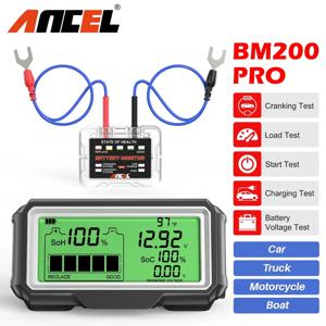 ANCEL BM200 PRO 12V LED 자동차 배터리 테스터 모니터 헤드업 디스플레이 방수 SOH SOC 2차전지 용량 분석기