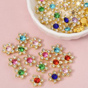 50pcs 13mm 꽃 크리스탈 라인 석 카보 숑 플랫 백 패치 쥬얼리 만들기 브로치 액세서리 DIY 재료