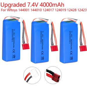 Wltoys용 7.4V 4000mAh Lipo 배터리 144001 144010 124017 124019   12428 12423 RC 자동차 보트 부품용 업그레이드된 충전식 배터리