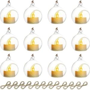 6/12 Pcs 매달려 유리 Tealight 글로브 캔들 홀더 즙이 많은 꽃병 옷걸이 홈 웨딩 파티 실내 야외 장식