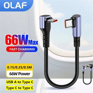 USB A 타입에서 C 타입으로 고속 충전 케이블, 짧은 보조배터리 USB C 데이터 코드, 아이폰 16, 15 프로, 삼성용, 66W, 0.15 m, 0.25 m, 0.5m