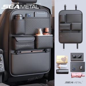 SEAMETAL 럭셔리 카시트 백 보관 가방 다기능 뒷좌석 주최자 보관 포켓 내마모성 시트 안티 킥 가드
