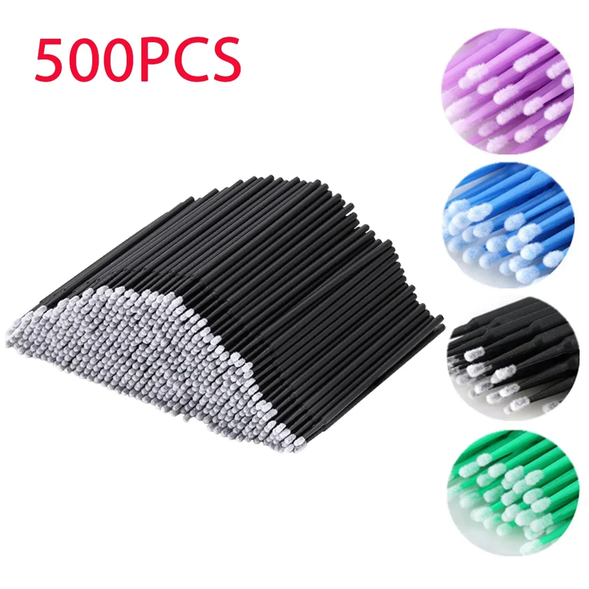 500/1000PCS 속눈썹 청소 브러시 ​​매우 다채로운 아름다움 메이크업 클린 리무버 도구 도매업 크리스탈 브러시 속눈썹 마이크로 브러시