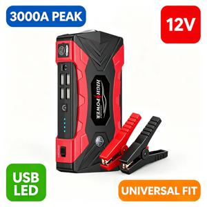 차량용 점프 스타터 3000A(최대 전류), 12V 휴대용 리튬 배터리 부스터 팩, 1200A 점프 박스, USB LED, 트럭, SUV, 디젤 차량용.