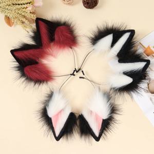 고양이 여우 가짜 모피 귀 머리띠 동물 늑대 개 모피 모자를 쓰고 있죠 코스프레 파티 헤어 후프