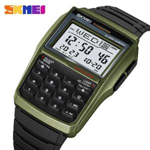 SKMEI 2255 남성용 시계 듀얼 타임 카운트다운 캐주얼 전화번호부 디지털 남성용 손목시계 몽트르 옴므 스포츠 방수