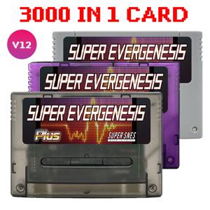 슈퍼 에버제네시스 SNES SFC V12 3000 in 1 게임 카드 (8G TF 카드 포함) 슈퍼 패미컴 16비트 JPN/EU/USD 비디오 게임 콘솔용