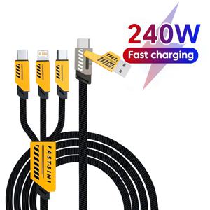 3 in 2 240W 고속 충전 케이블 (마이크로 USB 타입 C 충전기 케이블 1.2m) 멀티 USB 포트 다중 USB 충전 케이블 (아이폰, 화웨이용)