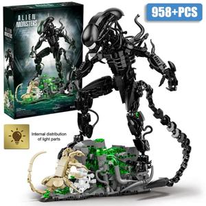 창의적인 MOC 958피스 외계인 몬스터 빌딩 블록 벽돌 세트 DIY 외계인 피규어 조립 모델 키트 어린이 성인 선물용 장난감