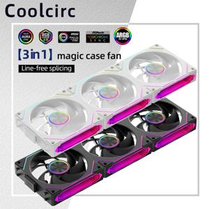 Coolcirc DL-2 120mm ARGB 냉각 팬 모듈형 무선 스택형 접합 800-2000RPM PWM 게임용 PC 케이스 워터 쿨러용 무음