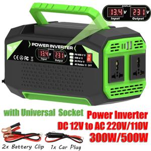 300W/500W 파워 인버터 DC 12V를 AC 110V/220V 전압으로 변환하는 USB 및 타입 C 포트가 있는 전압 변환기, 노트북 및 야외 사용에 적합