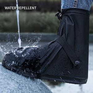 1 쌍 하이 탑 방수 신발 커버 블랙 안티-슬립 오토바이 사이클링 자전거 남성 여성 Overshoes PVC 보호대에 재사용 가능