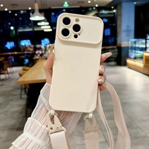 고품질 명품 TPU 소프트 실리콘 폰 케이스 아이폰18 17 16 15 14 프로 맥스 충격 방지 끈 포함 캔디 컬러 커버