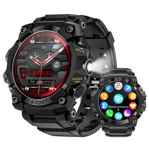 LOKMAT ATTACK 3 Pro 스마트 워치 블루투스 통화 메시지 알림 푸시 야외 멀티 스포츠 모드 시계 플래시라이트 피트니스 트래커
