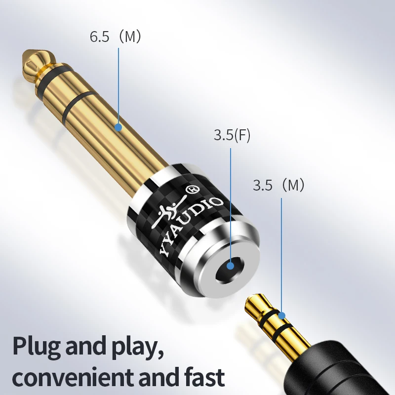 YYAUDIO 6.5mm 남성-3.5mm 여성 스테레오 오디오 어댑터 (헤드폰, 앰프, 기타용)