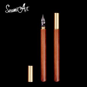 SeamiArt 1개입 나무 손잡이 유리 딥펜 캘리그래피 학생용 필기구 선물 만년필 문구류