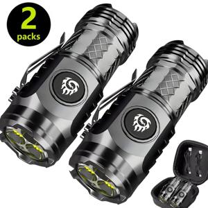 슈퍼 밝은 미니 LED 손전등 USB 충전식 낚시 랜턴 토치 강력한 3가지 조명 모드 야외 비상 캠핑 램프