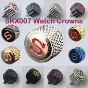 7mm SKX007 시계 크라운 실버/로즈/블랙/골드/블루 NH35 시계 크라운 시계 부품 교체용 S 크라운 (NH36 4R35 4R 호환)