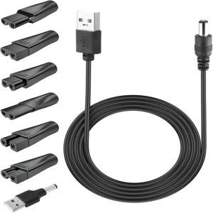 모든 종류의 헤어 클리퍼, 수염 트리머, 면도기에 적합한 8개 전원 코드 5V 교체 충전기 USB 어댑터