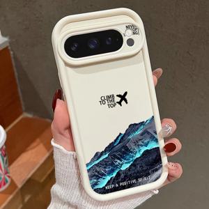 비행기 눈산 패턴 폰 케이스 구글 픽셀 10 9 8 7 프로 9A 8A 픽셀 9 10 프로 XL 충격 방지 단색 TPU 커버