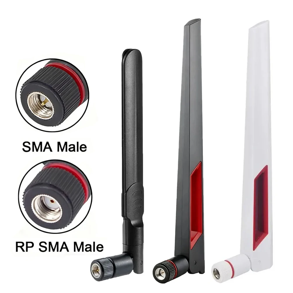 2-PCS 고이득 듀얼 밴드 2.4/5.8GHz WiFi 안테나(RP-SMA 및 SMA 수형 커넥터 포함) 라우터/USB 어댑터용