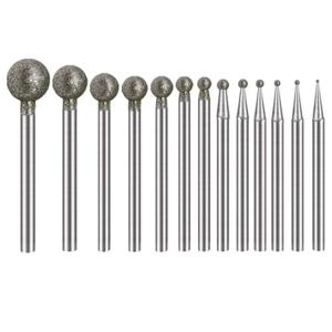 5개 다이아몬드 원형 버링 샌딩 드릴 비트 연마 헤드 2.35mm 샹크 정밀 조각 도구 0.5mm-8mm