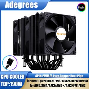 CPU 공랭 쿨러 4핀 PWM 6 히트파이프 PC 프로세서 라디에이터 (LGA1700 1200 1150 1151 1155 1156 2011 X99 AMD AM4 AM5 호환)