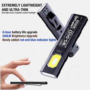 LED 키체인 손전등 USB C 충전식 550LM 휴대용 미니 토치 포켓 랜턴 플러드 작업등 자석 포함 비상용