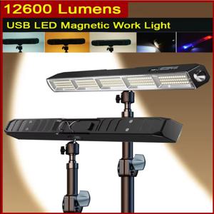 【고출력 자기 LED 라이트 바】3가지 색상 모드를 갖춘 휴대용 USB 충전식 작업등 IP66 방수 비상용 보조 배터리