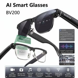 블랙뷰 BV200 AI 스마트 안경 1200W 4K HD 카메라 블루투스 통화 AI 번역 음성 어시스턴트 스테레오 스피커 & 내장 마이크