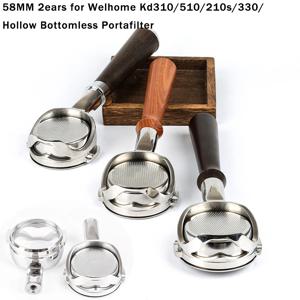 WPM 커피용 58MM 2이어 홀로우 바텀리스 포터필터, 웰홈 Kd310/510/210s/330/ 스테인리스 스틸 에스프레소 핸들 필터