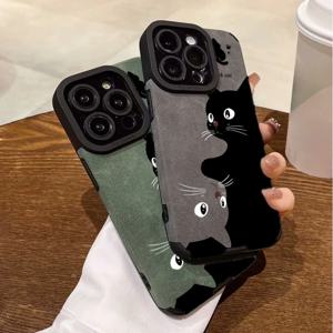 귀여운 듀얼 만화 고양이 아이폰 케이스 (아이폰 16, 15 Pro Max, 14, 13, 12, 11, 17Air, XR, X, XS, 7, 8 Plus, SE2022) 충격 방지 보호 커버