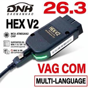 2026년 최신 VCDS 26.3 HEX V2 OBD2 진단 케이블 – 다국어 지원 VAG 스캐너 도구 웨슈 VCDS (폭스바겐, 아우디, 스코다 차량용)