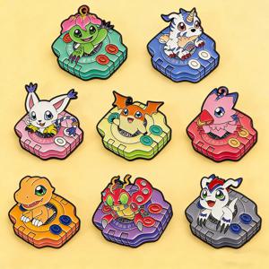 8Pcs 애니메이션 디지몬 어드벤처 엘프 에나멜 핀 귀여운 만화 디지털 몬스터 공룡 동물 친구 선물용 브로치 옷깃 배지